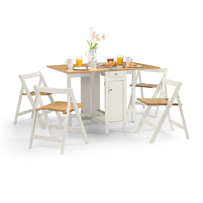 Savoy Whte and Oak 4 Seater Extending Dining Set