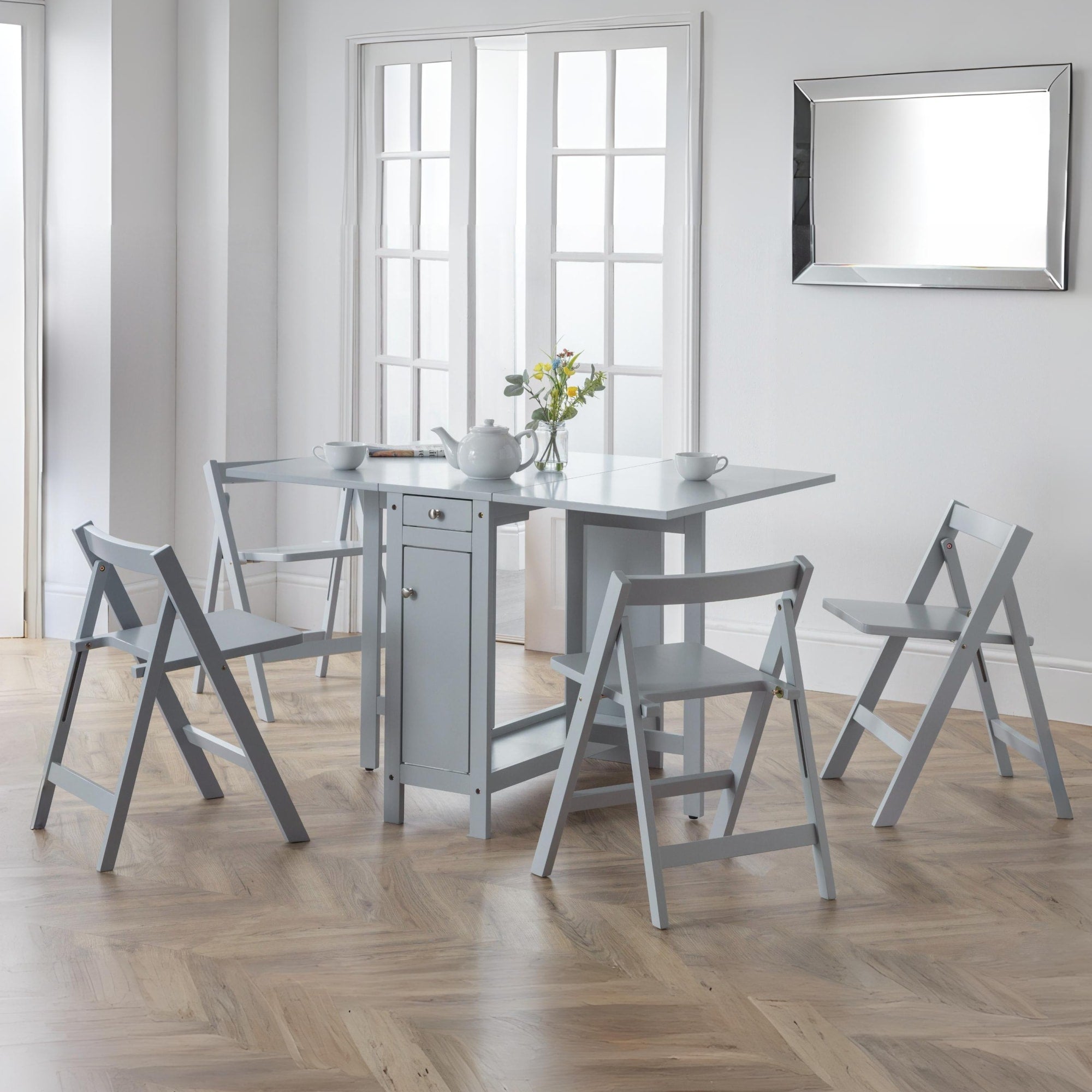 Savoy Light Grey 4 Seater Extending Dining Set