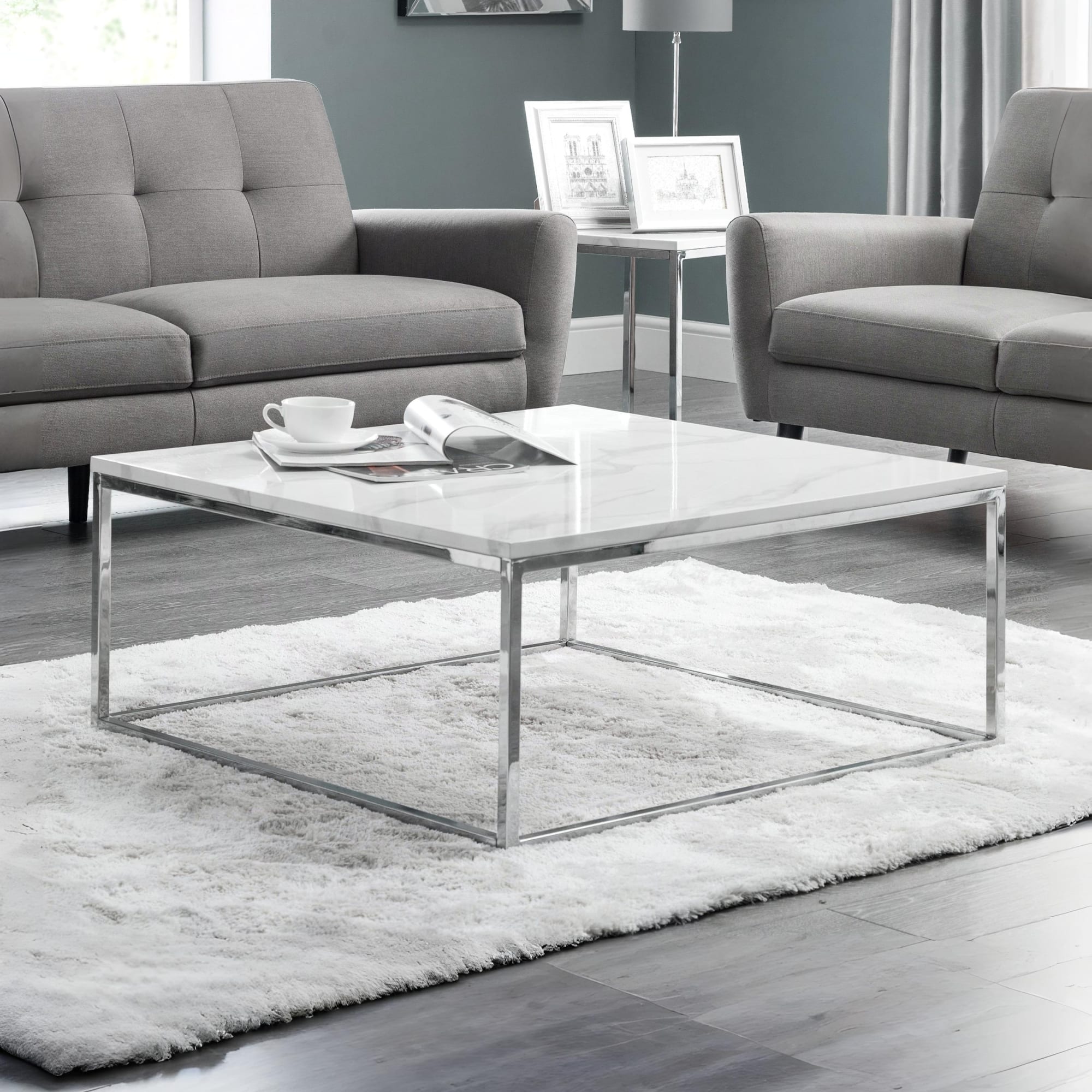 Scala White Marble Top Coffee Table