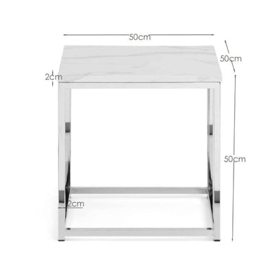 Scala White Marble Top Lamp Table