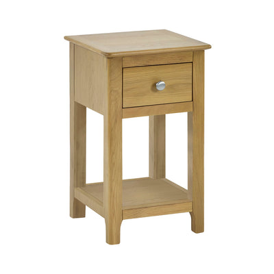 Somerset Oak Compact 1 Drawer Bedside Table with Shelf
