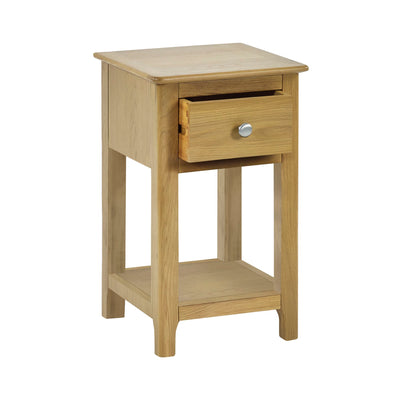 Somerset Oak Compact 1 Drawer Bedside Table with Shelf