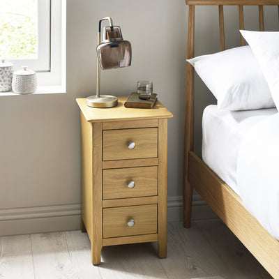 Somerset Oak Compact 3 Drawer Bedside Table