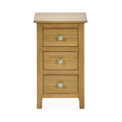 Somerset Oak Compact 3 Drawer Bedside Table