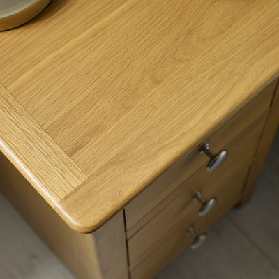 Somerset Oak Compact 3 Drawer Bedside Table
