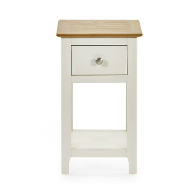 Somerset White and Oak Compact 1 Drawer Bedside Table with Shelf