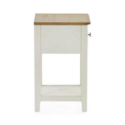 Somerset White and Oak Compact 1 Drawer Bedside Table with Shelf
