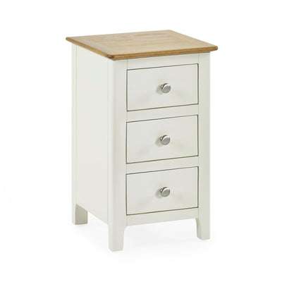 Somerset White and Oak Compact 3 Drawer Bedside Table
