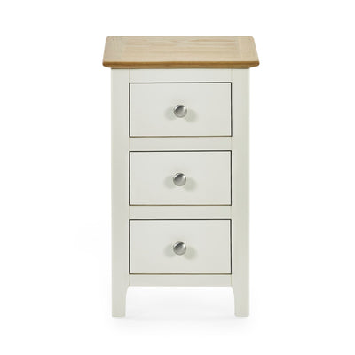 Somerset White and Oak Compact 3 Drawer Bedside Table