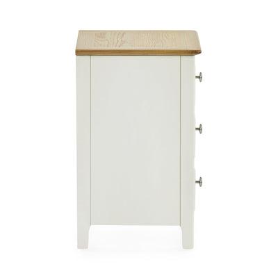 Somerset White and Oak Compact 3 Drawer Bedside Table