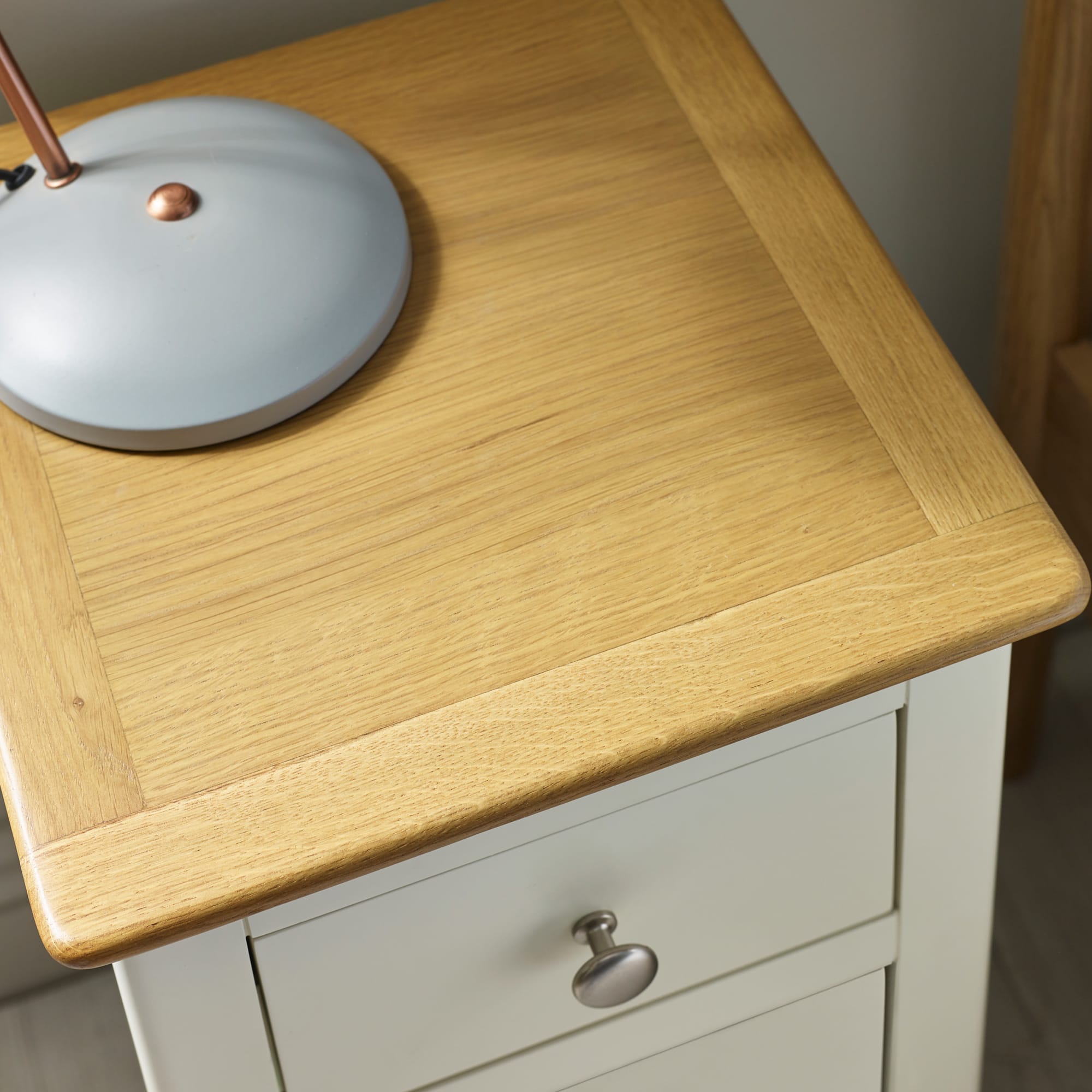 Somerset White and Oak Compact 3 Drawer Bedside Table