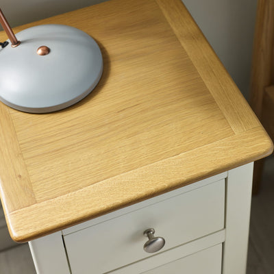 Somerset White and Oak Compact 3 Drawer Bedside Table