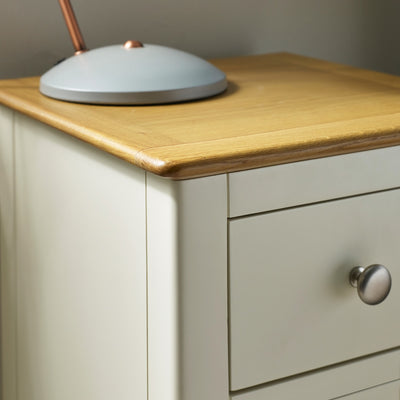 Somerset White and Oak Compact 3 Drawer Bedside Table