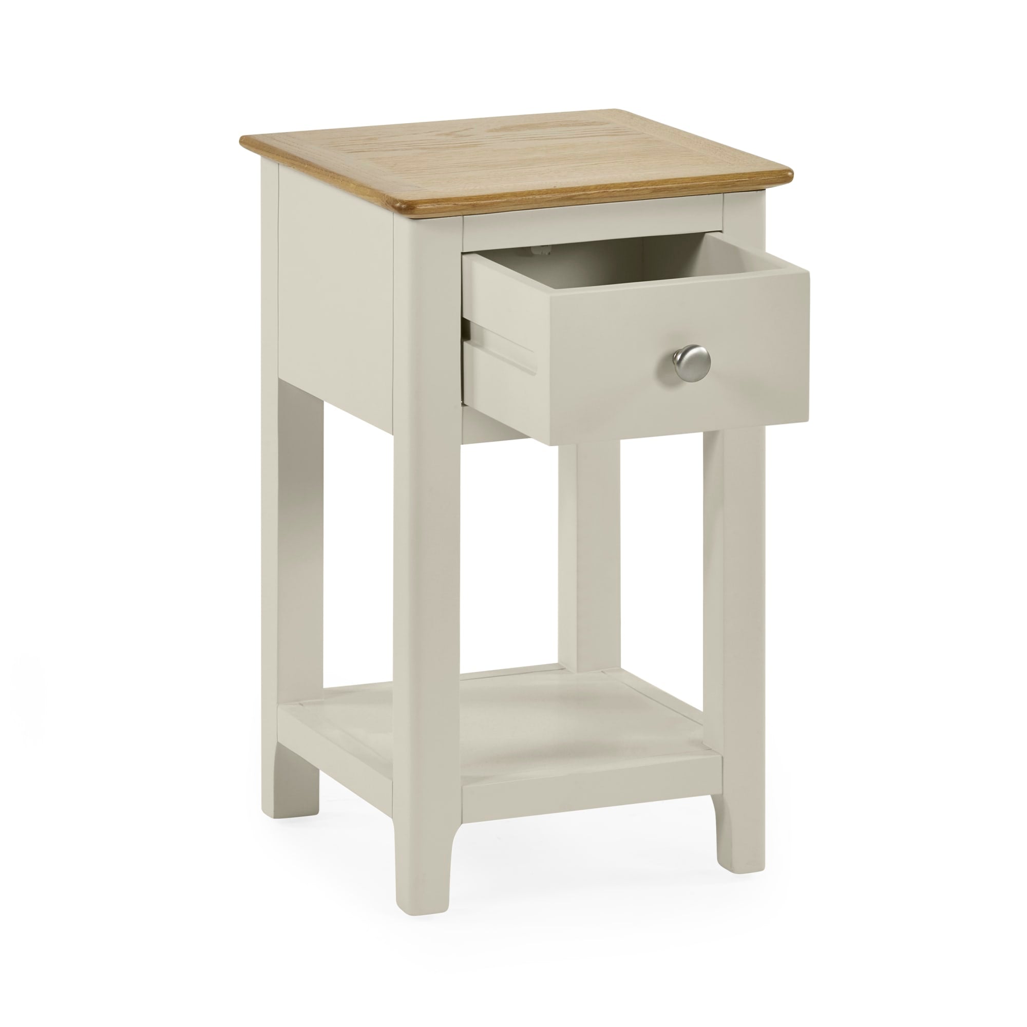 Somerset Truffle Grey and Oak Compact 1 Drawer Bedside Table with Shelf
