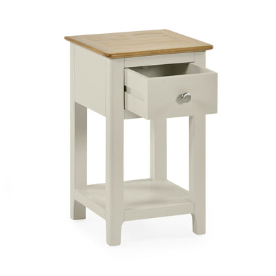 Somerset Truffle Grey and Oak Compact 1 Drawer Bedside Table with Shelf