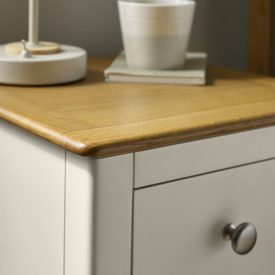 Somerset Truffle Grey and Oak Compact 1 Drawer Bedside Table with Shelf