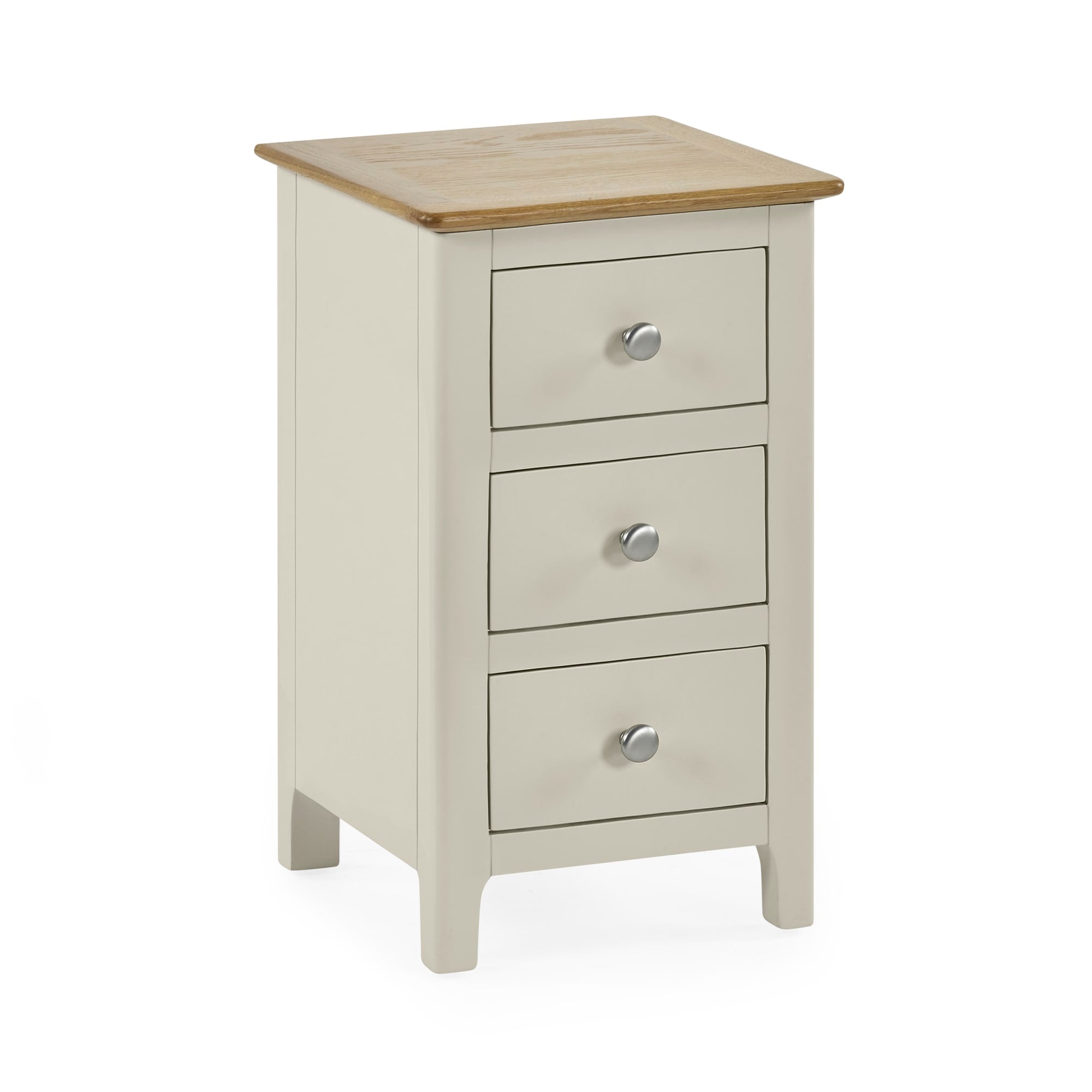 Somerset Truffle Grey and Oak Compact 3 Drawer Bedside Table
