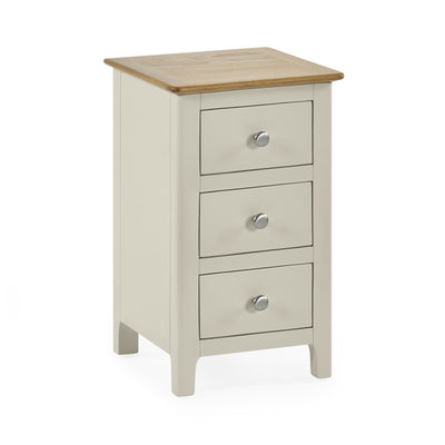 Somerset Truffle Grey and Oak Compact 3 Drawer Bedside Table
