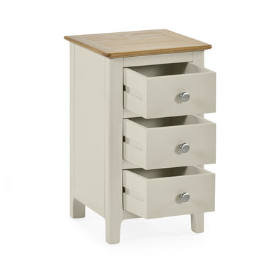 Somerset Truffle Grey and Oak Compact 3 Drawer Bedside Table