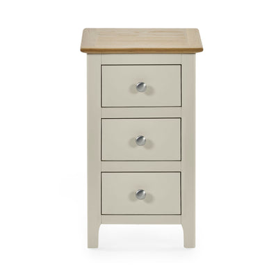 Somerset Truffle Grey and Oak Compact 3 Drawer Bedside Table