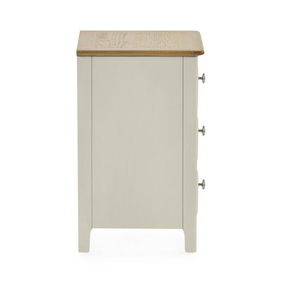 Somerset Truffle Grey and Oak Compact 3 Drawer Bedside Table