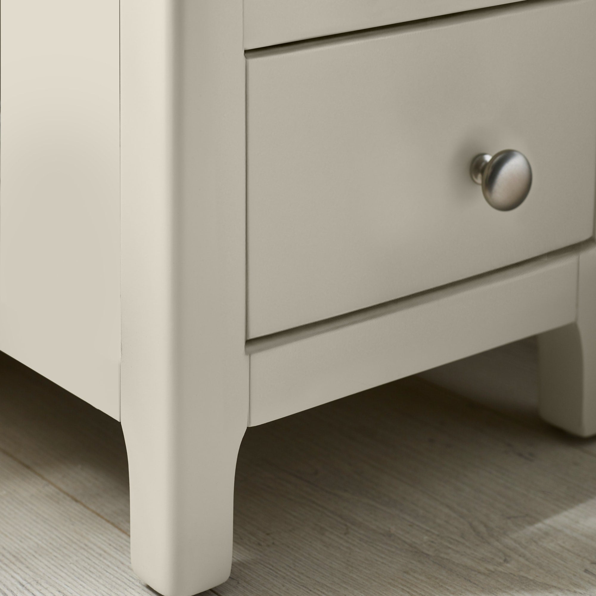 Somerset Truffle Grey and Oak Compact 3 Drawer Bedside Table