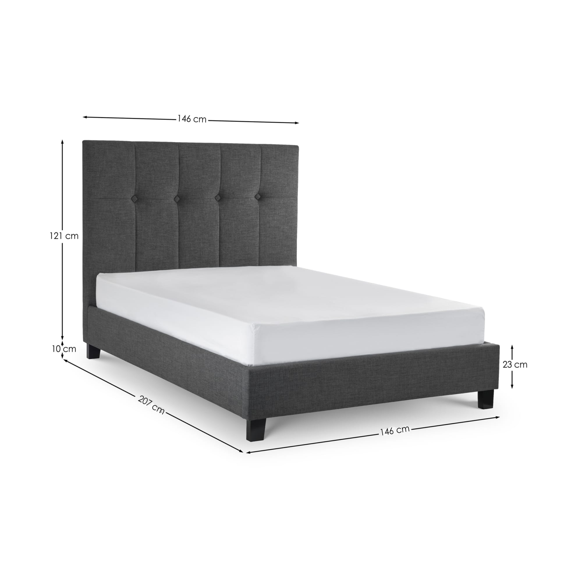 Sorrento 135cm Double Bed - Slate Linen