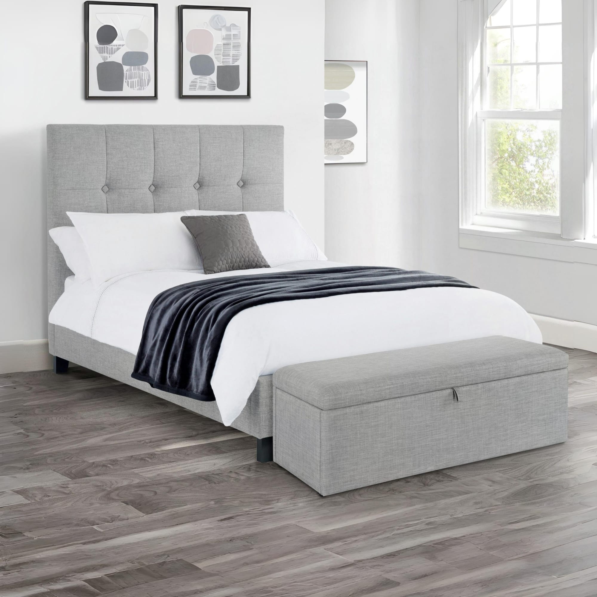 Sorrento High Headboard Bed 180Cm - Light Grey