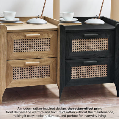 Sydney 2 Drawer Bedside - Black Ash