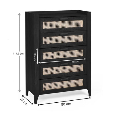 Sydney 5 Drawer Chest - Black Ash