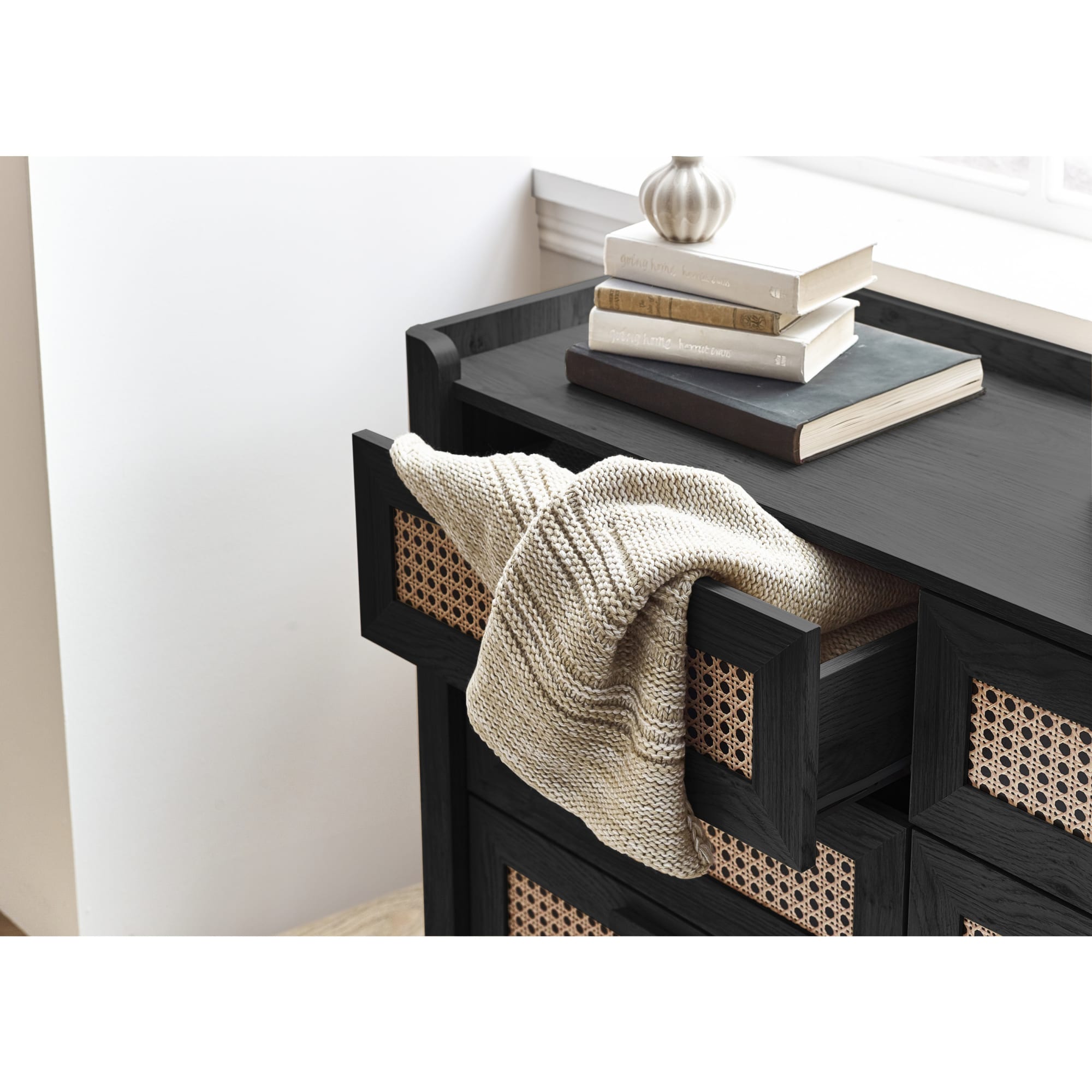 Sydney 6 Drawer Wide Chest - Black Ash