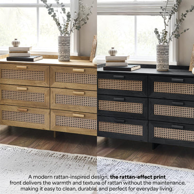 Sydney 6 Drawer Wide Chest - Black Ash