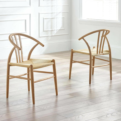 Set of 2 Symi Natural Oak Dining Chairs