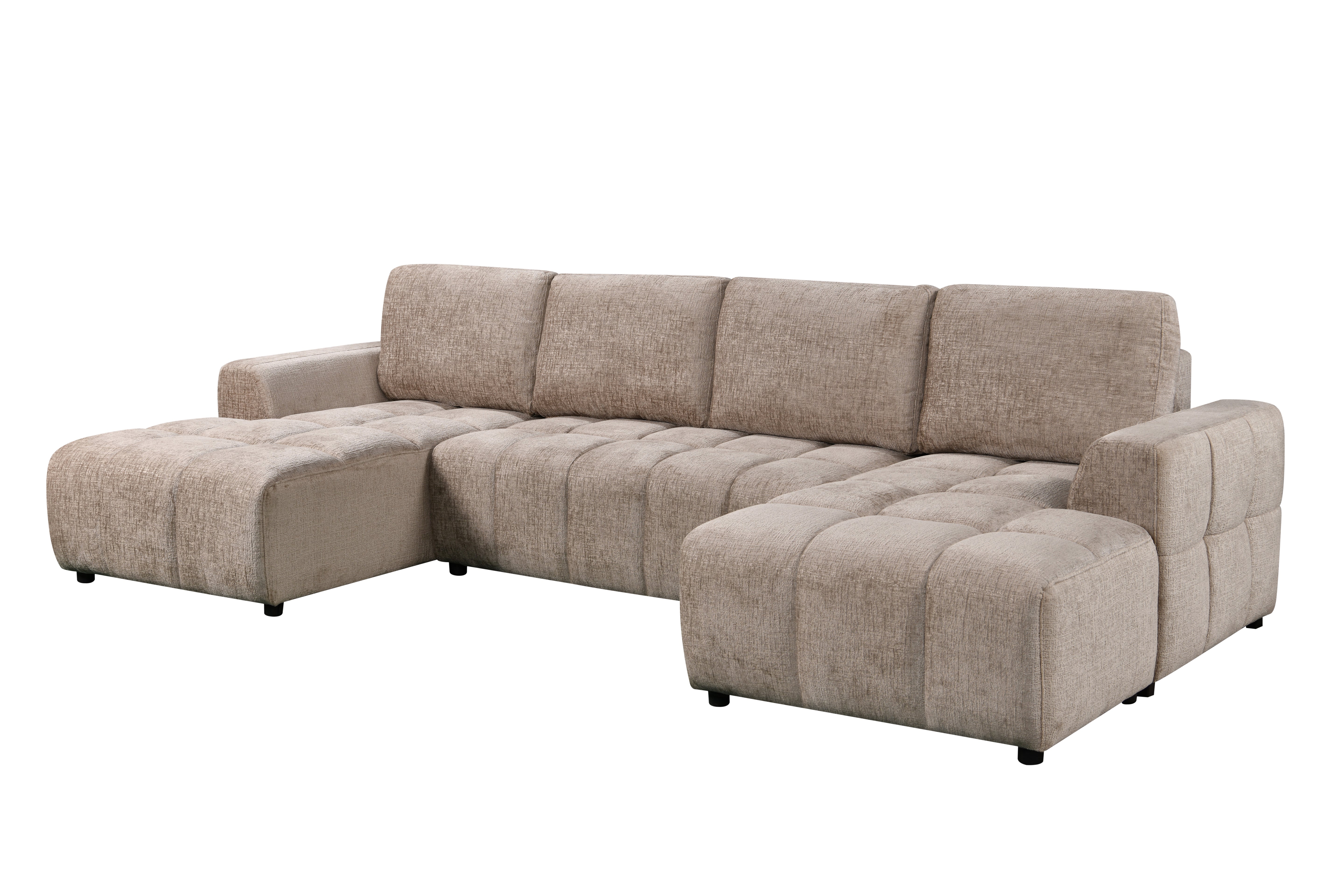Shanghai Large Beige U Shape Corner Sofabed
