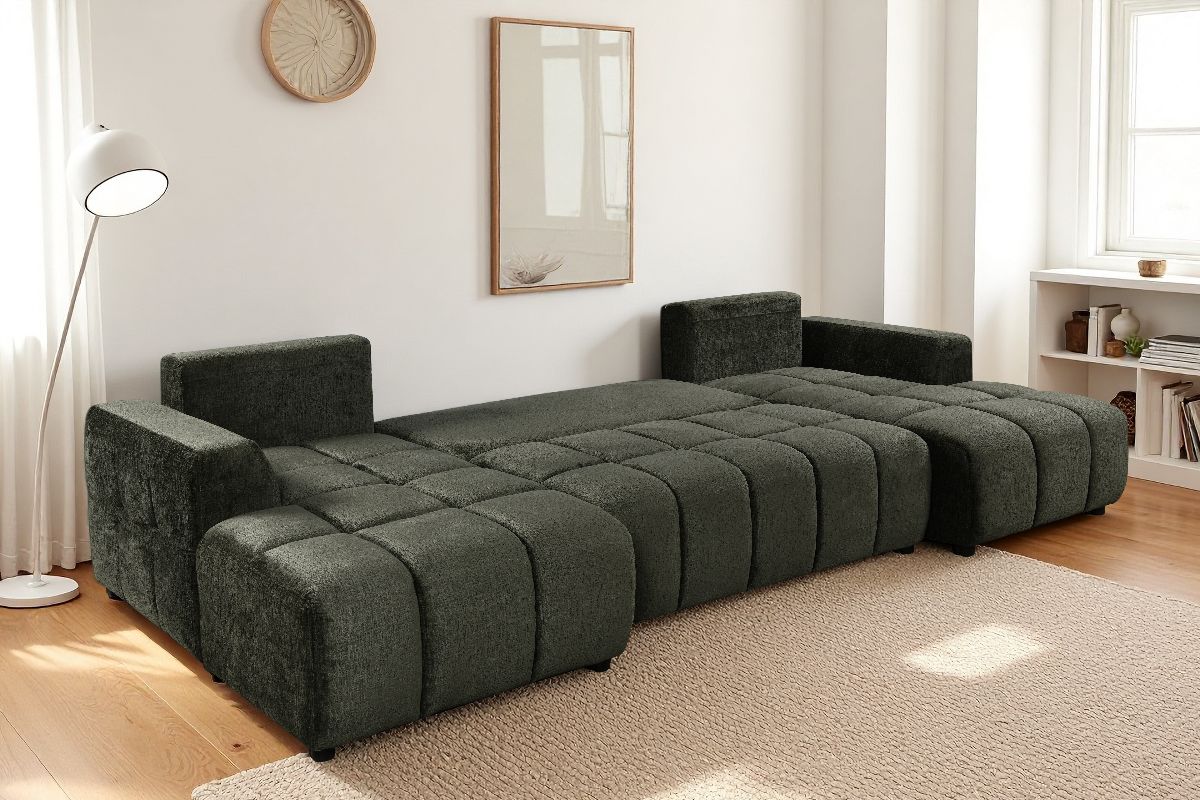 Shanghai Large Green U Shape Corner Sofabed
