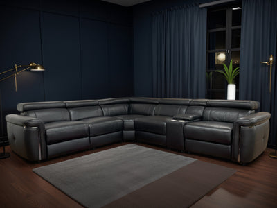 Somerville Electric Recliner Sofa Black Large Corner