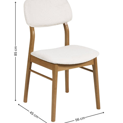 Theia Set of 2 White Boucle Upholstered Dining Chairs