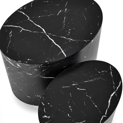 Toba Nest of 2 Black Marble Effect Tables