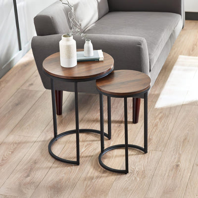 Tribeca Round Nesting Side Tables Walnut