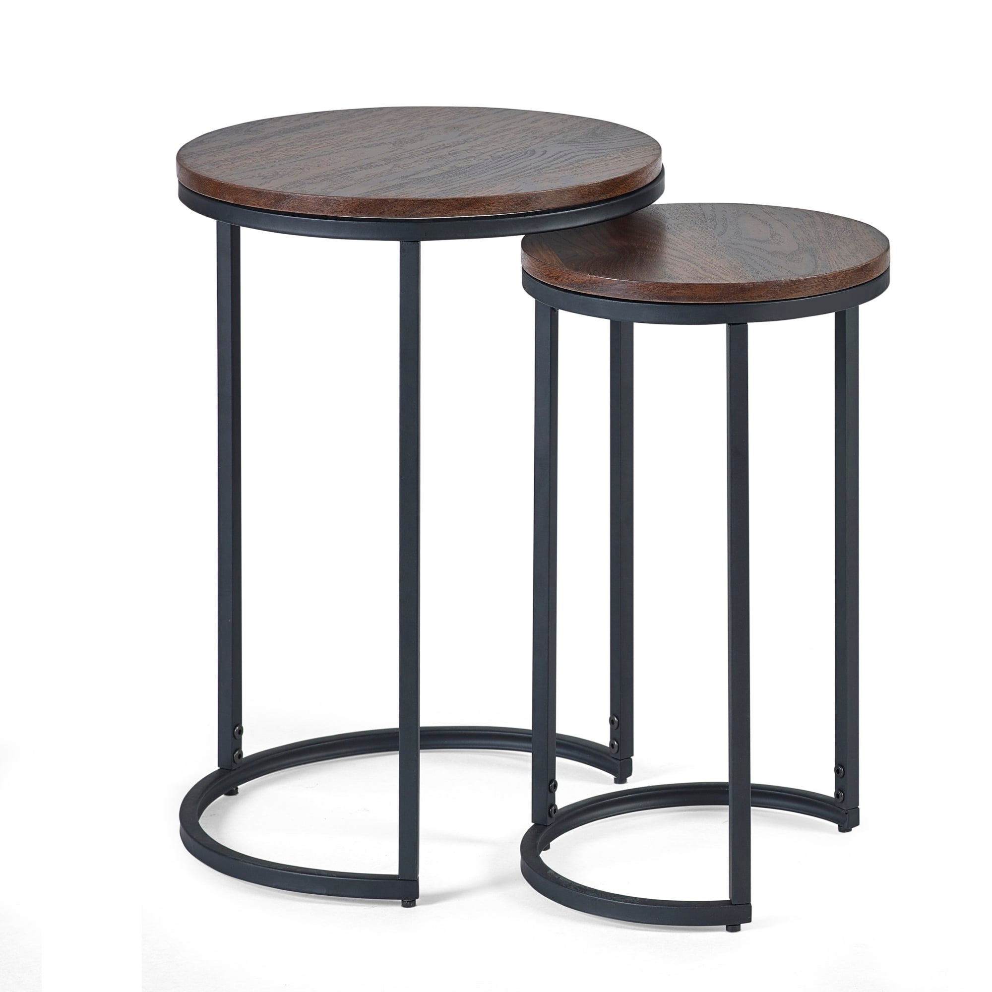 Tribeca Round Nesting Side Tables Walnut
