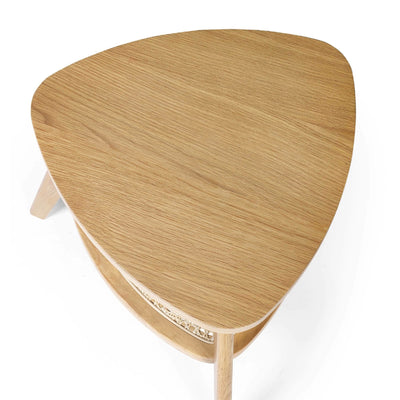 Vera Oak Triangular Side Table with Shelf