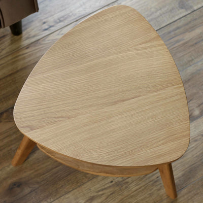 Vera Oak Triangular Side Table with Shelf