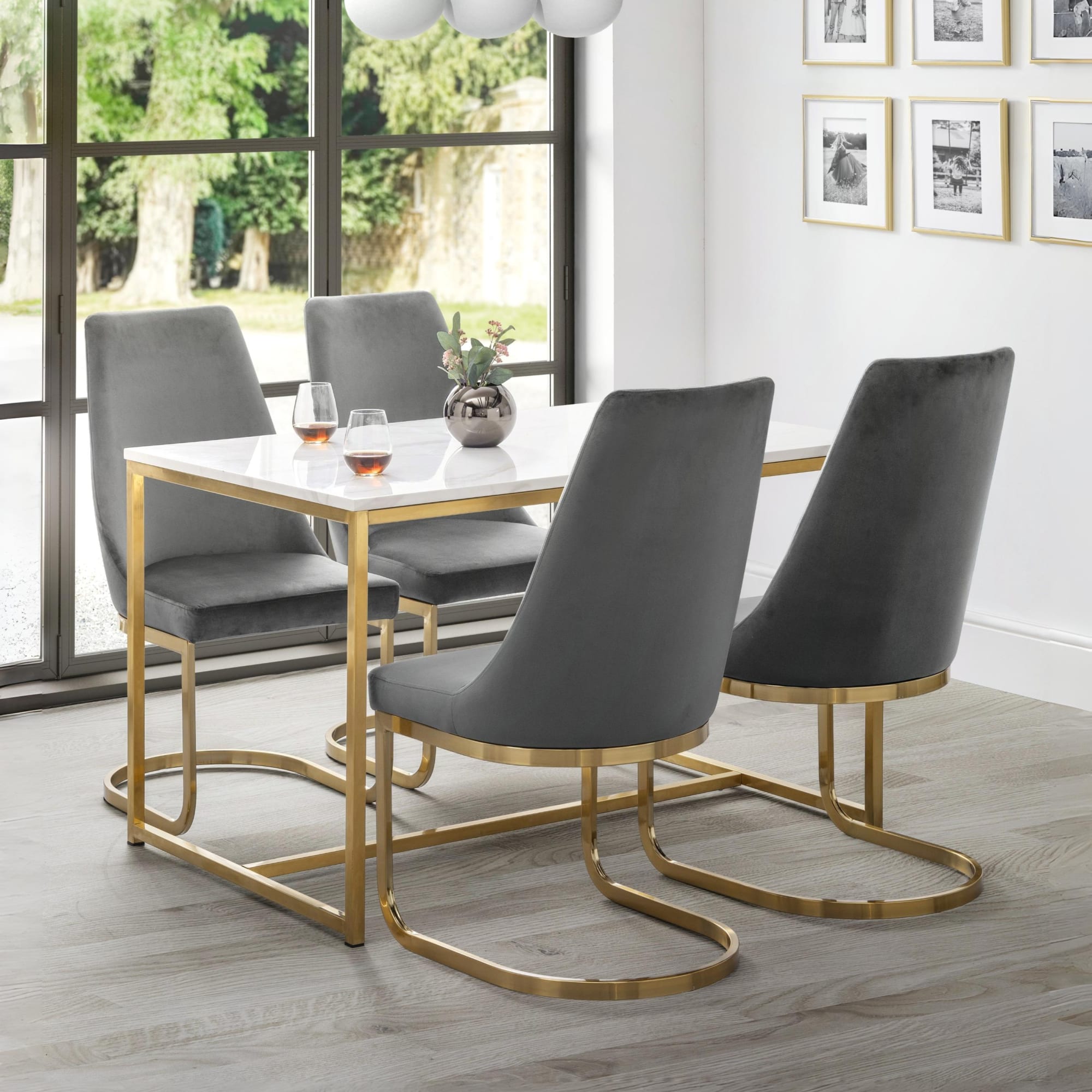 Set Of 2 Vittoria Cantilever Dining Chairs - Grey