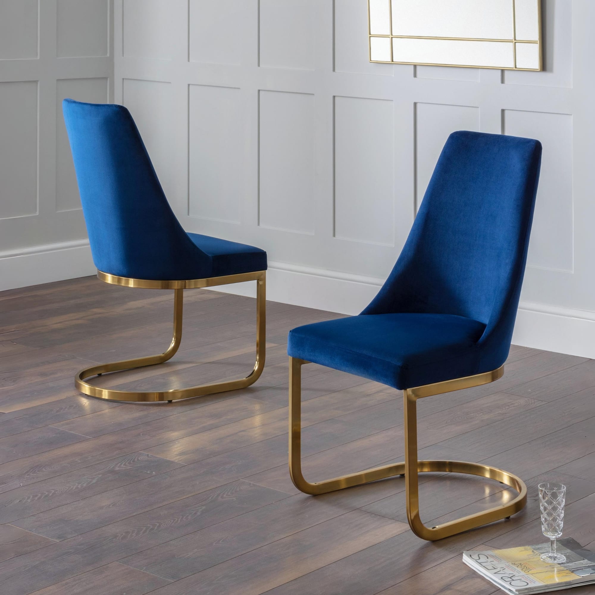 Set Of 2 Vittoria Cantilever Dining Chairs - Blue