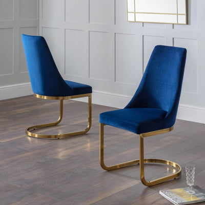 Set Of 2 Vittoria Cantilever Dining Chairs - Blue