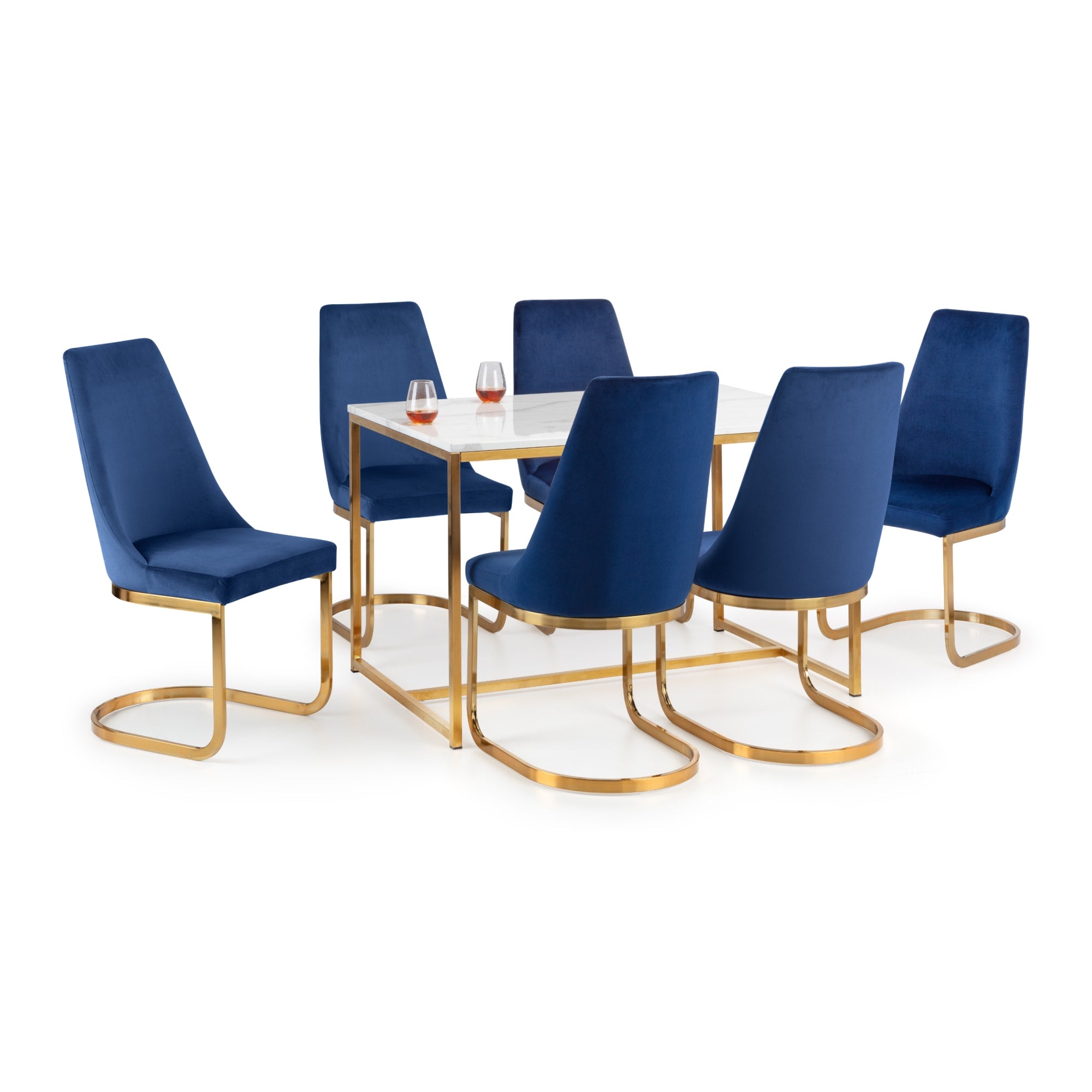 Set Of 2 Vittoria Cantilever Dining Chairs - Blue