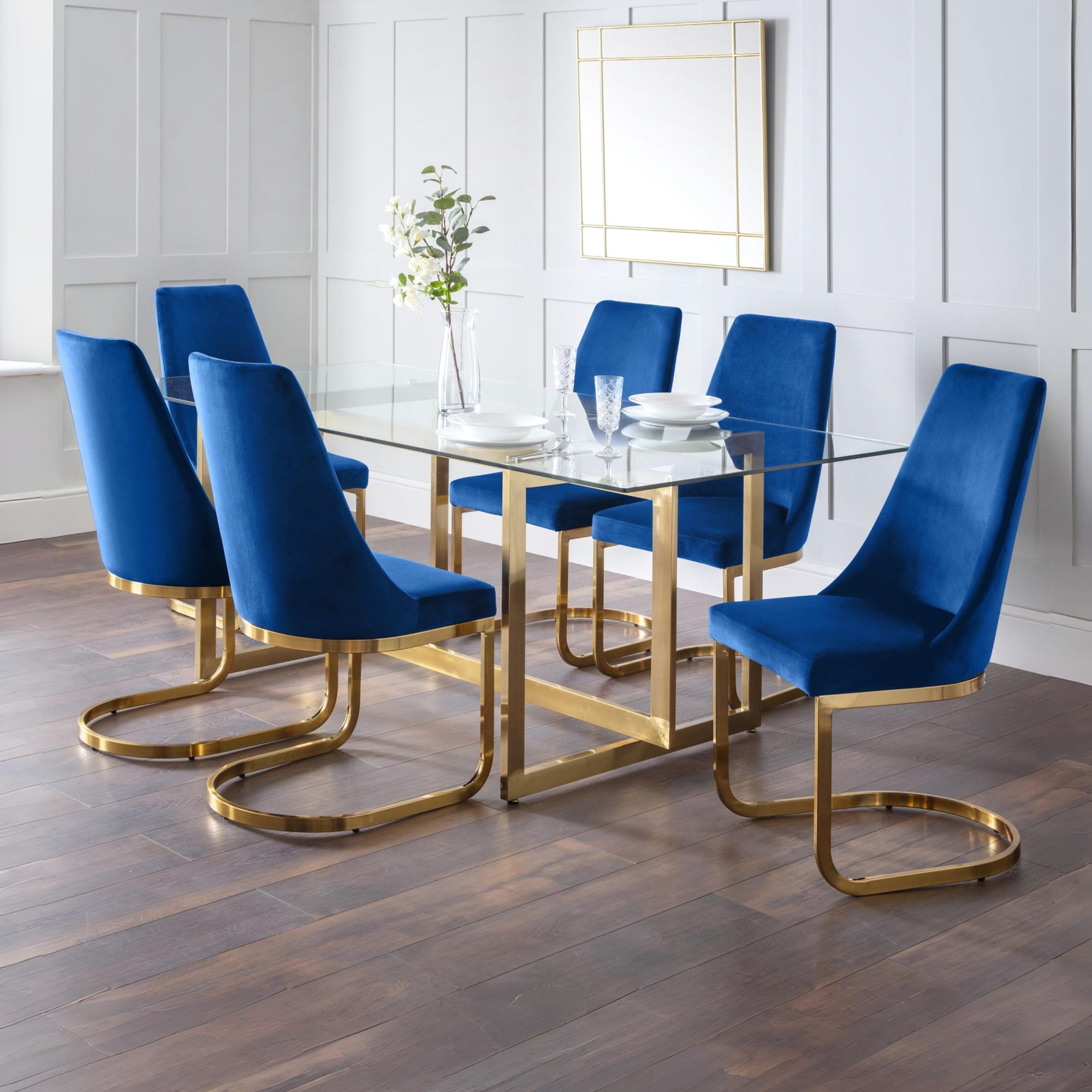 Set Of 2 Vittoria Cantilever Dining Chairs - Blue