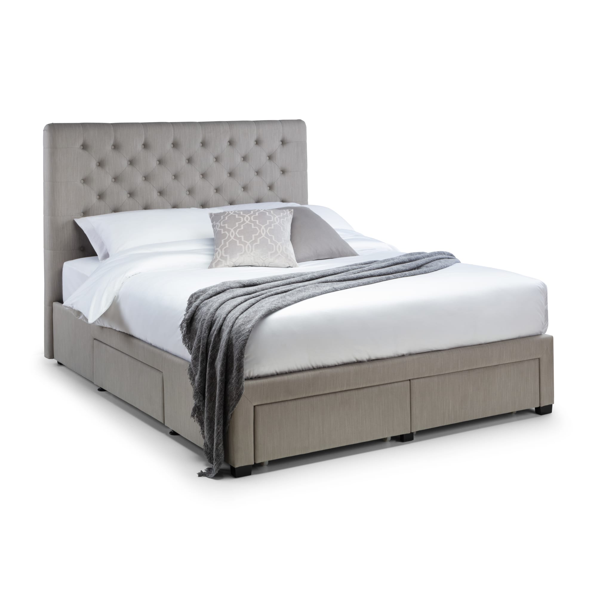 Wilton 4 Drawer 150cm King Bed - Grey Linen