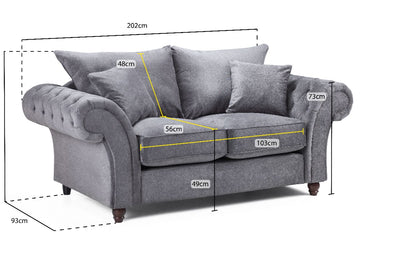 Windsor Fullback Sofa Grey 2 Seater