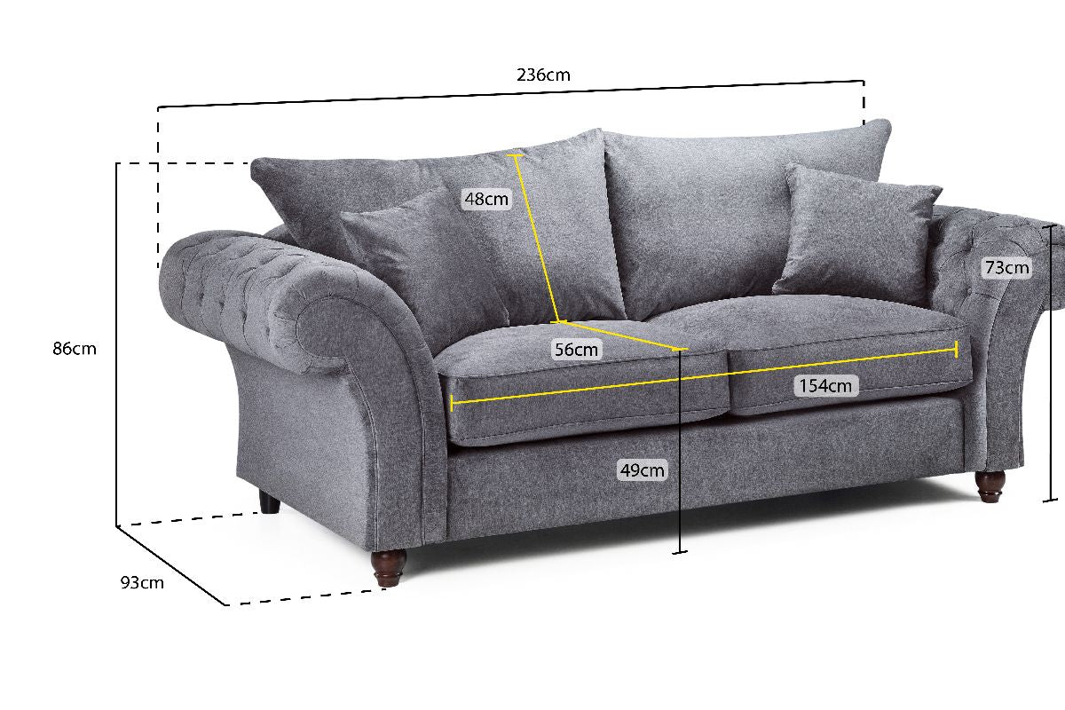 Windsor Fullback Sofa Grey 3 Seater